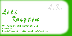 lili kosztin business card